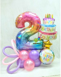 Happy 2nd Birthday Opal Rainbow Number Design